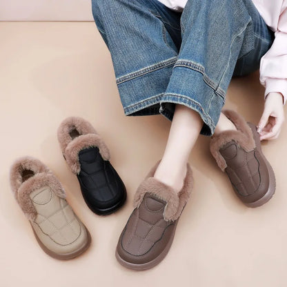 Women's New Winter Cotton Boots with Plush and Thick Cotton Shoes for Warmth and Anti Slip Casual Warm Comfortable Snow Boots