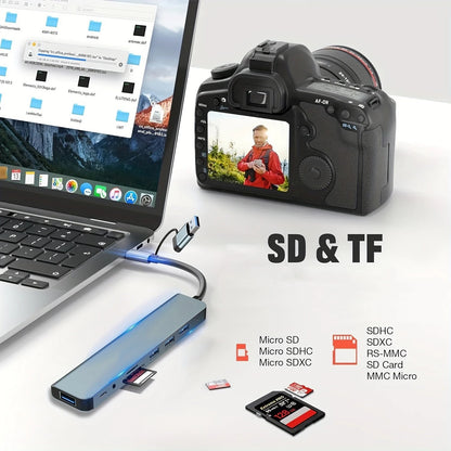 USB HUB with detachable card reader, USB C port, USB 3.0 / 2.0, SD/TF detachable card reader, docking station, accessories