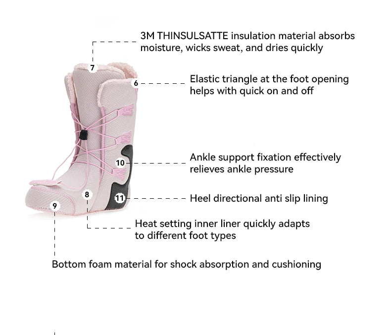 VECTOR Professional Women Man Ski Shoes Warm Waterproof Snowboard Boots Non-slip Leather Breathable Snow Ski Boots Ski Equipment