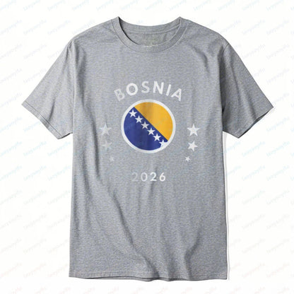 Bosnia 2026 Tee Bosnia Flag Football Soccer High Quality Cotton Shirt Vintage Classic Summer Breathable Clothes for Women Men