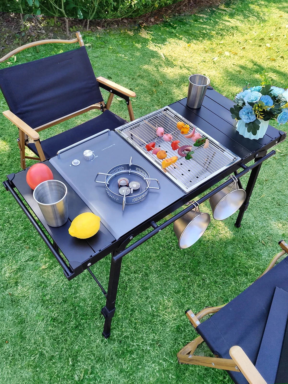Lohascamping Camping Table IGT Folding multifunctional IGT table Full set roll Brazier table adjustable Desktop burner bbq table