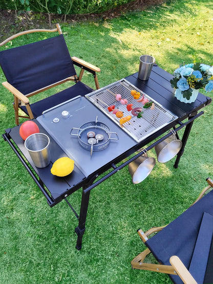 Lohascamping Camping Table IGT Folding multifunctional IGT table Full set roll Brazier table adjustable Desktop burner bbq table
