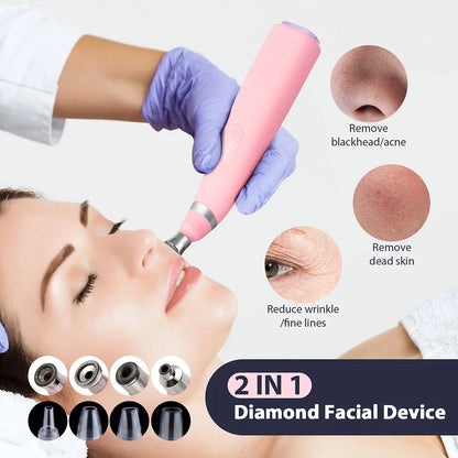 Foreverlily Portable Diamond Peeling Machine Microdermabrasion Facial Cleaning Device Exfoliation Vacuum Blackhead Remover