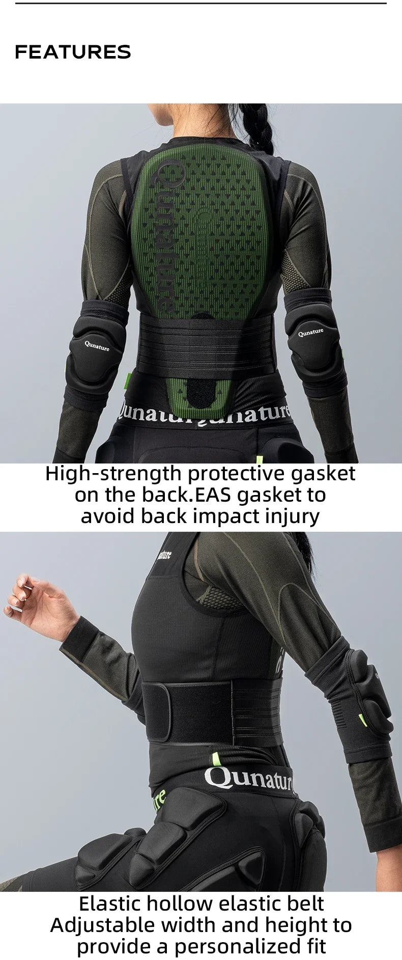 Qunature Winter Ski Vest CE1 Level Anti-Collision Waist Protector Sports Vests Protection Adults Vest Anti-Fall Vest Jackets