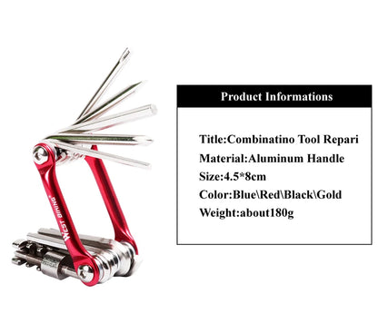 WEST BIKING 11 in 1 Bicycle Repair Tool  Multifunction Bicycle Repair Set  MTB Road Bike Repair Tools Kit  Wrench Screwdriver