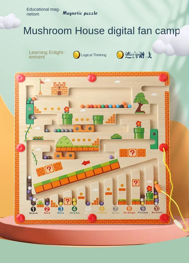 Wooden Magnetic Color and Number Maze Learning Education Toys Color Matching Montessori Toys Wooden Toys for Children Gift