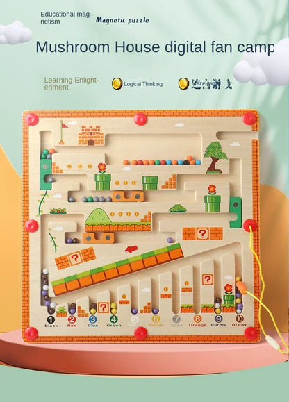 Wooden Magnetic Color and Number Maze Learning Education Toys Color Matching Montessori Toys Wooden Toys for Children Gift