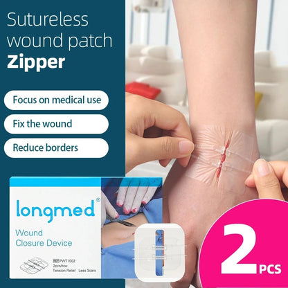 2-10 adhesive bandages with zipper, wound closure device, no need for sutures, quick and painless, outdoor medical care