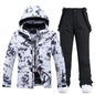 New Fashion Letter Women Ski Suit Winter Windproof Waterproof Snowboarding Jacket and Pants Snow Walking Clothes Female Snowsuit