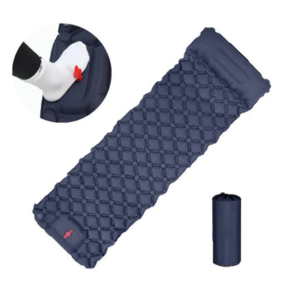 Outdoor Sleeping Pad Camping Inflatable Mattress Built-in Pump Ultralight Air Cushion Travel Mat With Headrest For Travel Hiking