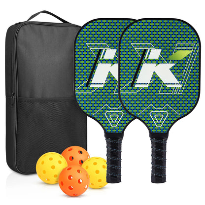 Pickleball Paddles Set of 2 USAPA Approved Fiberglass Pickle Ball Paddles with 4 Pickle Balls Durable Racket for Beginners