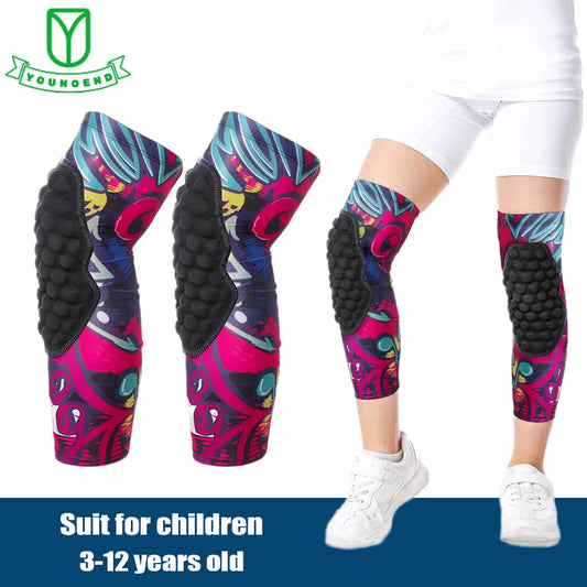 1Pair Youth Children Sports Anti-Collision Knee Pads Elastic Breathable Knee Support for Cycling Basketball Football Skateboard