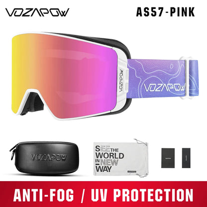 Vozapow Ski Goggles Magnetic Double Layer Anti Fog Professional Skiing Mask Men Women Super View Snowboard UV400 Snow Sunglasses