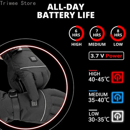 Electric Heated Gloves Thermal Heat Gloves Winter Warm Skiing Snowboarding Hunting Fishing Waterproof Heated Rechargeable Gloves