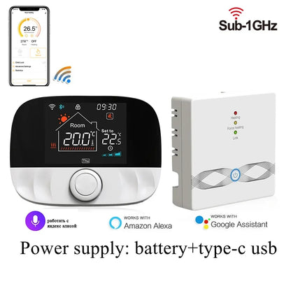 RF Wireless Thermostat Smart WiFi Floor Heating For Gas Boiler Battery Powered Tuya Temperature Controller Receiver Alice Google
