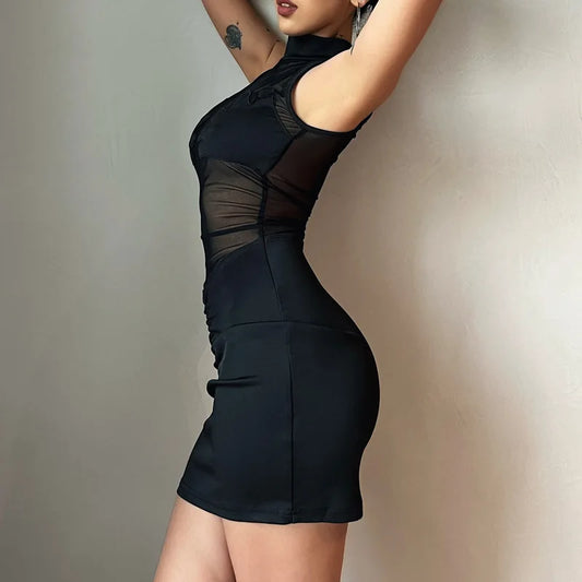 Europe and America Sexy zara traf Fashion See Through Bodycon Elastic ropa de mujer Club outfits for women 2025