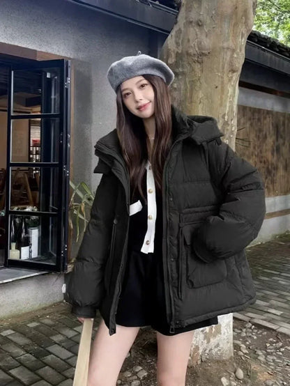 Puffer Jacket Women Warm Fashion Korean Mid-length Duck Down Coat Female 2024 New Winter White Duck Down Jacket Women