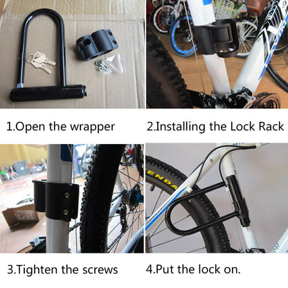 Bicycle U Lock Portables MTB Road Mountain Bike Wheel Lock Steel Anti-theft Safety Motorcycle Scooter Cycling Bicycle Accessorie