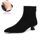 Plus Size 34-42 Genuine Leather Pointed Toe Med Heels Zipper Modern Boots Winter Autumn Shoes Concise Elegant Dress Ankle Boots