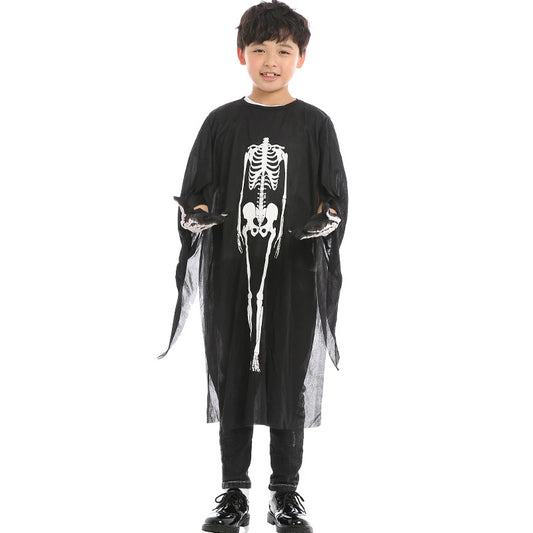 Halloween Scary Skeleton Ghost Cosplay Costume Masks Gloves Costume Suit Masquerade Carnival Horror Clothes for Adults Kids