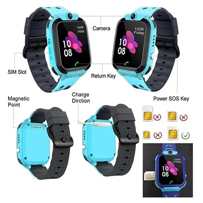 VIVO Kids Smart Watch SOS Antil-lost GPS Location Camera Sim Card Call Waterproof Smart Watch For Android Ios Kids Gift 2025 New