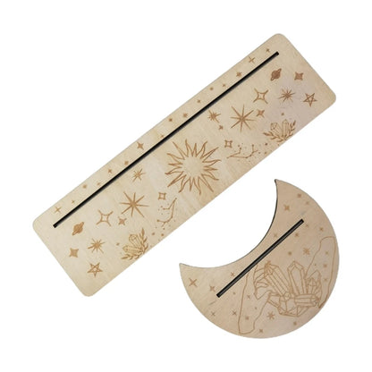 Wooden Tarot Card Stand Holder Moon Phases Altar Base Moon Shape And Rectangle Cards Holder For Witch Divination Tools