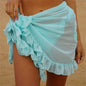 New Women Mesh Wrap Skirts Bikini Cover-Ups Ruffle Kaftan Sarong Sexy Beach Skirt Cover-Ups 9 Color