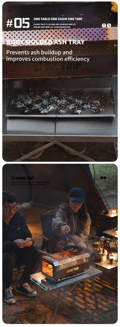 ShineTrip Camping Portable Stainless Steel Folding Table BBQ Heat Resistant Table Outdoor Honeycomb Tabletop Incinerator