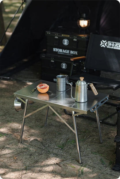 ShineTrip Camping Portable Stainless Steel Folding Table BBQ Heat Resistant Table Outdoor Honeycomb Tabletop Incinerator