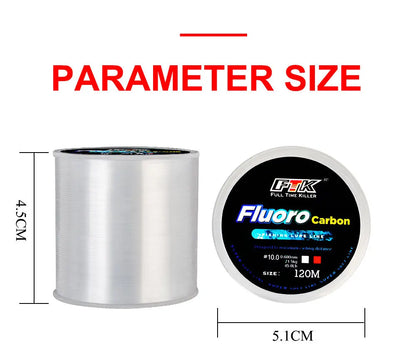 FTK 120m Invisible Fishing Line Speckle Fluorocarbon Coating Fishing Line 0.20mm-0.60mm 7.15LB-45LB Super Strong Spotted Line
