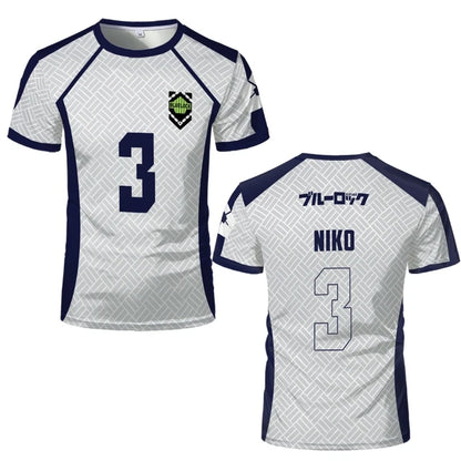 2026 Summer New Men's Blue Lock Anime Football Shirt T-shirt Women's Round Neck Sports Top Casual Short Sleeve T-shirt
