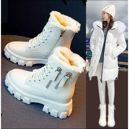 Winter Women's Fashion Boots - British-Style Korean-Inspired Student Boots, Chunky Heel Versatile Cold-Proof Mid-Calf Shoes