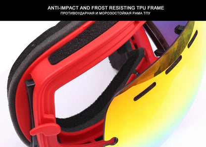 PHMAX Ski Goggles Men Snowboard Glasses Women Winter Outdoor Snow Sunglasses UV400 Double Layers Lens Anti-Fog Skiing Goggles