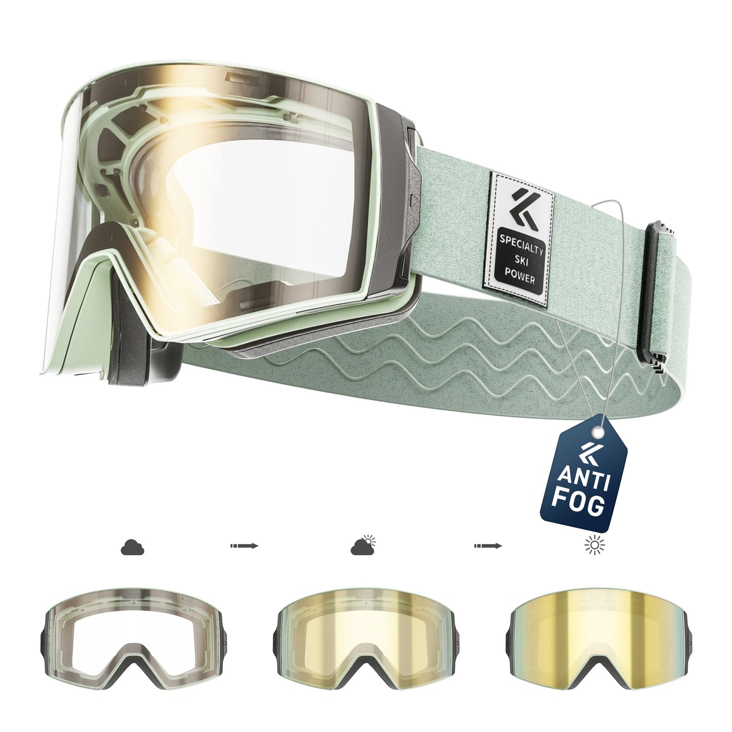 KAPVOE New Outdoor Photochromic Ski Goggles Winter Snow Sports for Unisex Snow Glasses UV400 Anti-fog Magnetic Snowboard Glasses