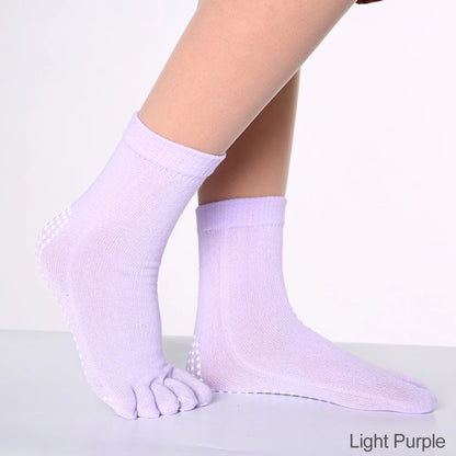Women Colorful Yoga Socks Non-Slip Ladies Dance Socks Cotton Healthy Sports Five-toed Socks