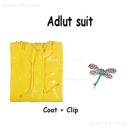 Horror Fairytale Movies Coraline Cosplay Costume Wig Size Halloween Party Scary Yellow Coat Secret Door Adult Kid Roleplay Suit