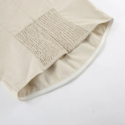 Minimalist Cotton Linen Design Strapless Dress Summer Women's Personal Street Elastic Backless Pocket Vacation Beach Dress