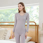 FINETOO 2 Pieces Women Thermal Underwear Sexy Long Sleeve Winter Clothes Seamless Thermal Intimate Set Ladies Thick Sleepwear