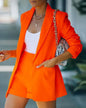 2025 Elegant Two Piece Blazer Suit Sets Women OL Office Sets Slim Cardigan Blazer Shorts Solid 2 Piece Set Casual Blazers Set