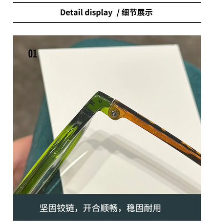 Retro Small Frame Presbyopia Glasses Oval Frame Green Tortoiseshell Reading Glasses Blue Light Blocking Eye Protection Eyewear