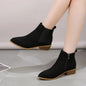 Women's Natural Suede Elastic Patch Low Heel Shoes Autumn and Winter Ankle Boots Square Toe Casual Short Boots Size 36-43