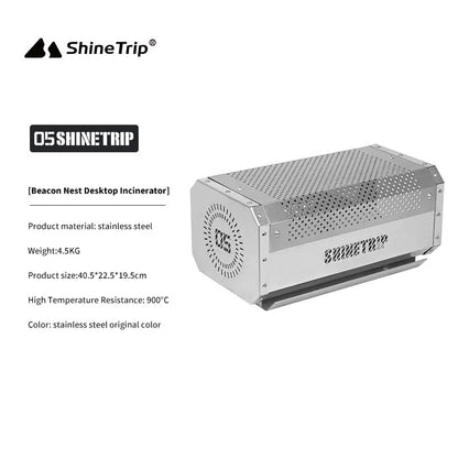 ShineTrip Camping Portable Stainless Steel Folding Table BBQ Heat Resistant Table Outdoor Honeycomb Tabletop Incinerator