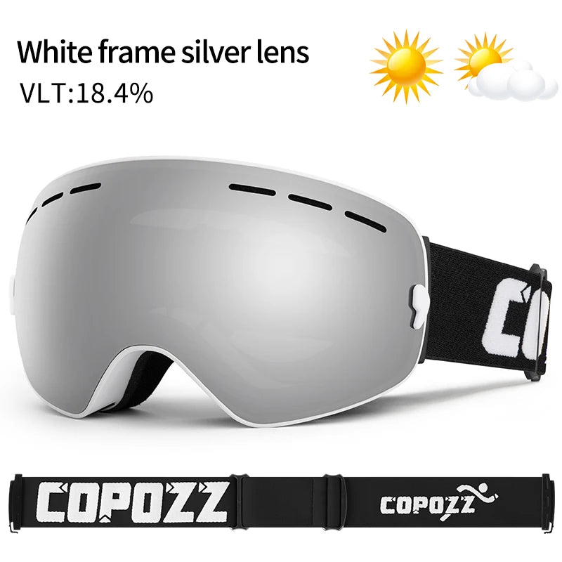 COPOZZ Brand Ski Goggles Men Women Snowboard Goggles Glasses For Skiing UV400 Protection Skiing Snow Glasses Anti-Fog Ski Mask