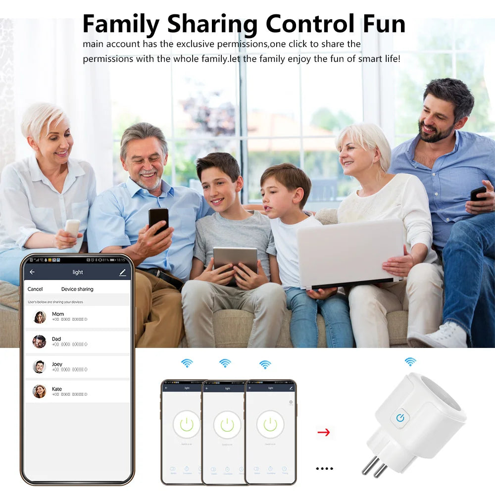 TUYA Smart Plug WiFi Socket EU 16A/20A With Power Monitor Timing Function Voice Control Works With Alexa Google Home