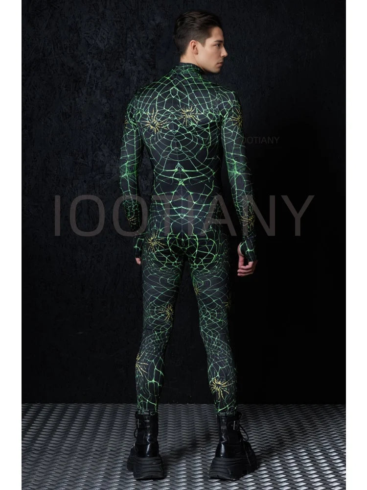 Sexy Web Magic Spider Bodysuit Punk Gothic Couple Role Play Jumpsuit Carnival Slim Fit Tight Costume Halloween Theme Party Suits
