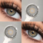 DUOXIU Yearly 365days Soft Lenses Pink-Blue Fashion Pupil Style Myopia Colored Contact Lenses (1 Pair) Covers Brown Eyes
