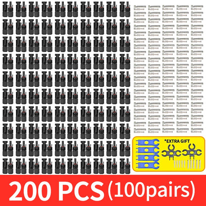 200/100/40/20/10 Pcs Photovoltaic Solar Connectors - 1000V 30A, 2.5/4/6mm² for PV/MC Cable, Panel Connectors Kit