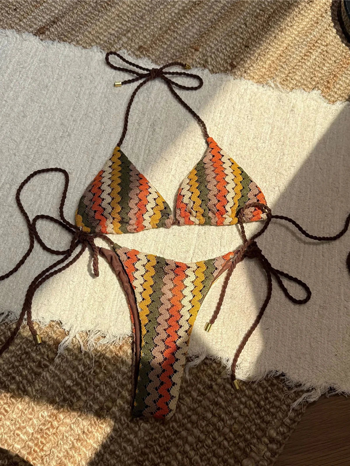 Colorful Halter Bikini Women Swimwear Female Swimsuit Two-pieces Bikini set High Leg Cut Padded Bather Bathing Suit Swim V6991