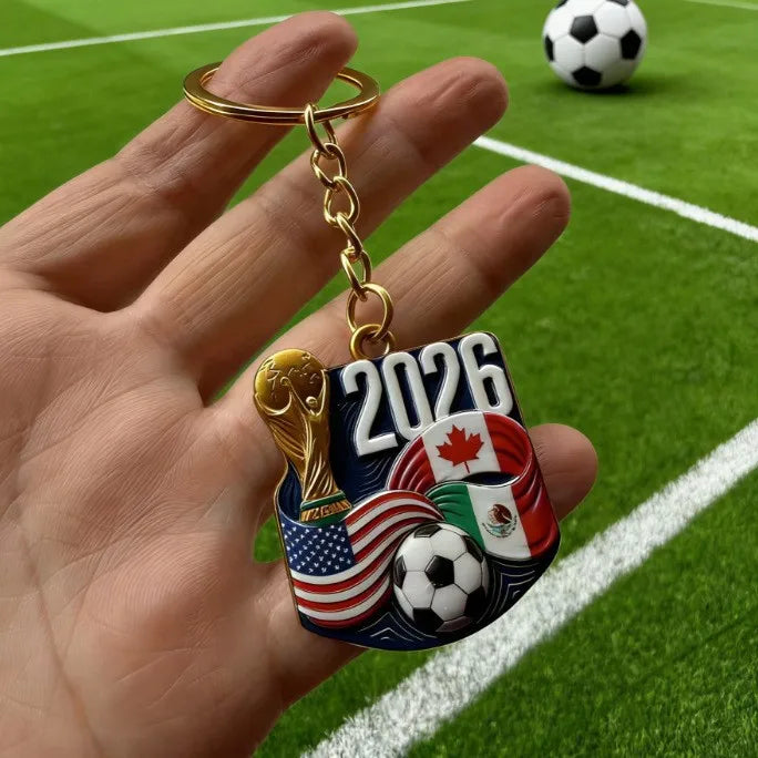 2026 FIFA World Cup Enamel Metal Keychain, UV Printed Soccer Key Ring, Football Fan Souvenir, Car Bag Pendant, Sports Gift