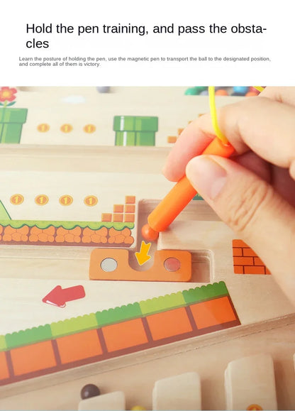 Wooden Magnetic Color and Number Maze Learning Education Toys Color Matching Montessori Toys Wooden Toys for Children Gift